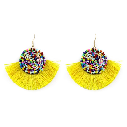 Beaded Tassel Dangle Earrings by Make Market